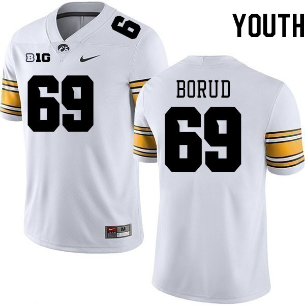 Youth #69 Cade Borud Iowa Hawkeyes College Football Jerseys Stitched-White